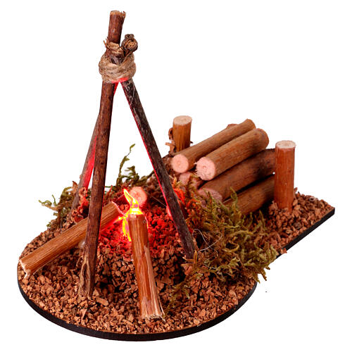 Campfire for 8-10 cm Nativity Scene with flame effect, 11x11x8 cm 3