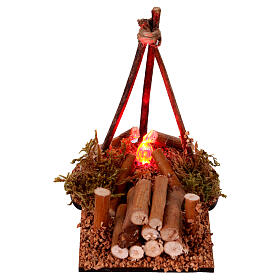 Bonfire with flame effect 11x11x8 cm nativity scene 8-10 cm