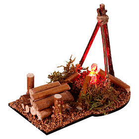 Bonfire with flame effect 11x11x8 cm nativity scene 8-10 cm