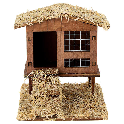 Miniature henhouse with ramp, 10x10x10 cm, for 10-12 cm Nativity Scene 1