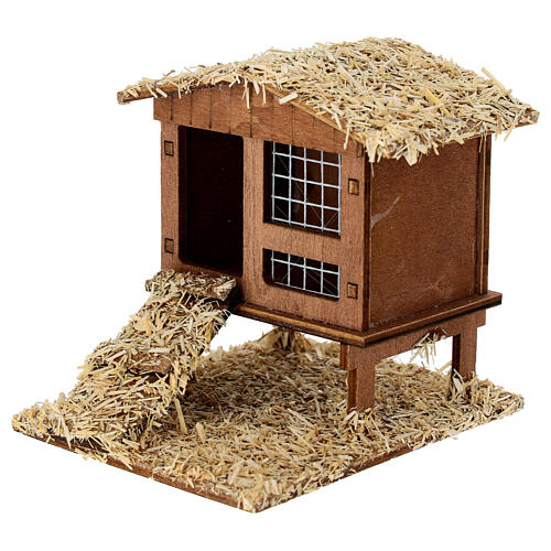 Miniature henhouse with ramp, 10x10x10 cm, for 10-12 cm Nativity Scene 3