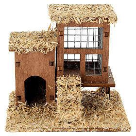 Double henhouse with ramp for 10-12 cm Nativity Scene, 10x10x10 cm