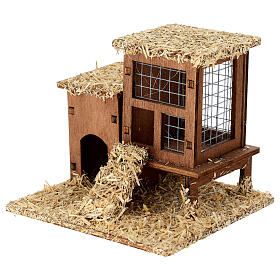 Double henhouse with ramp for 10-12 cm Nativity Scene, 10x10x10 cm