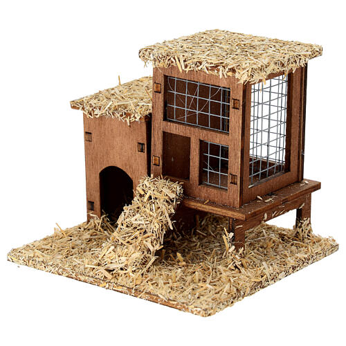 Two chicken coops with ladder nativity 10x10x10 cm crib 10-12 cm 2