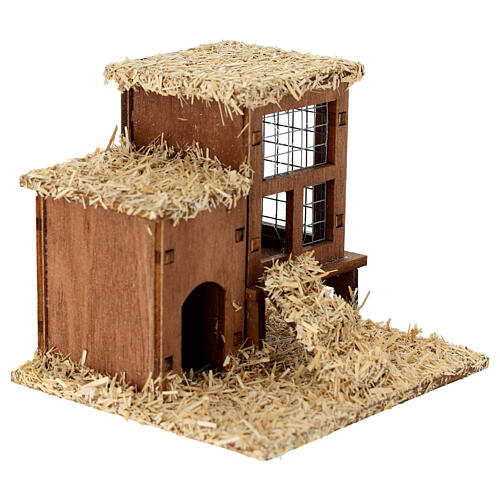 Two chicken coops with ladder nativity 10x10x10 cm crib 10-12 cm 3