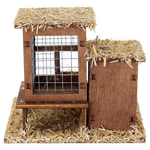 Two chicken coops with ladder nativity 10x10x10 cm crib 10-12 cm 4