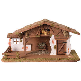Nordic-style stable for 12-14 cm Nativity Scenes, 60x30x30 cm