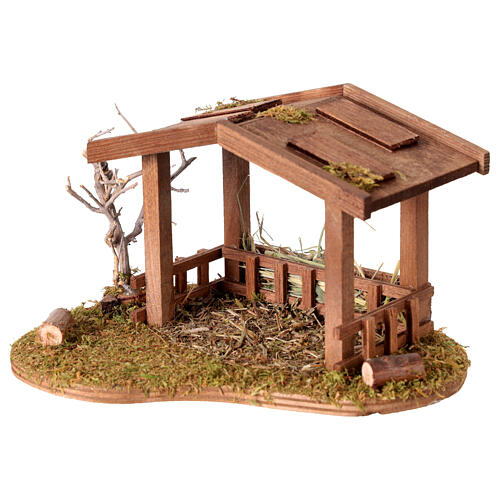 Wooden stable for Nativity Scene with 6-8 cm figures, 15x12x10 cm 2