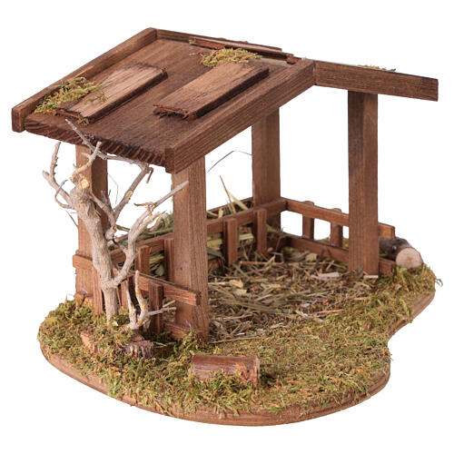 Wooden stable for Nativity Scene with 6-8 cm figures, 15x12x10 cm 3