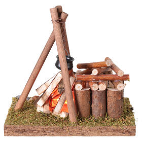 Feu avec effet de lumière tremblante 230V 10x15x15 pour crèche 12-14 cm
