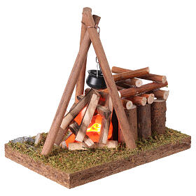 Feu avec effet de lumière tremblante 230V 10x15x15 pour crèche 12-14 cm