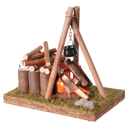 Feu avec effet de lumière tremblante 230V 10x15x15 pour crèche 12-14 cm 3