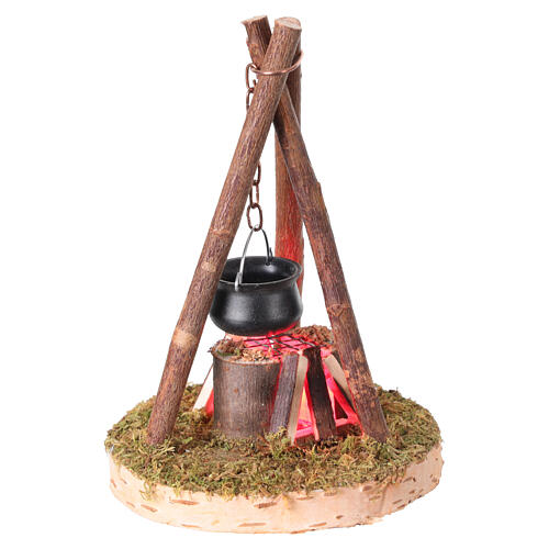 Lagerfeuer mit Kessel und Flammeneffekt – für 10–12 cm Krippe 1