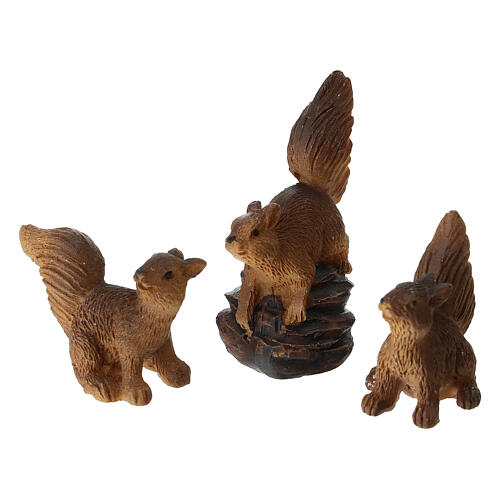 Set of 3 squirrel figurines in resin for nativity scene 10-12 cm 1
