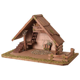 Nordic-style stable, 55x30x32 cm, for 12-14 cm Nativity Scene