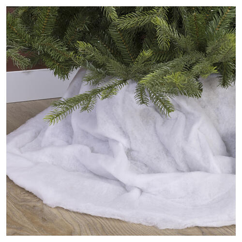 Decorative white snow Christmas tree skirt cover, 120x80 cm 2
