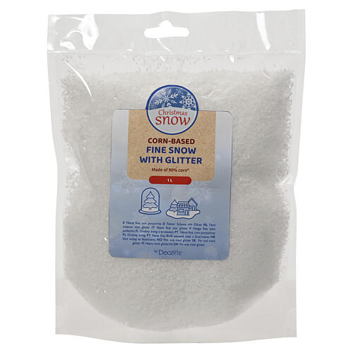 Feiner Dekoschnee mit weißem Glitzer, 1 l 1