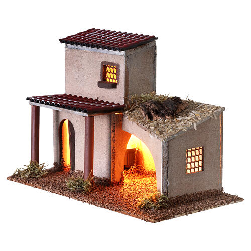 Nativity scene setting with hut 15x23x12 cm for 4 cm figures 2