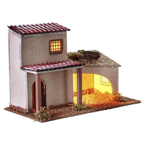 Nativity scene setting with hut 15x23x12 cm for 4 cm figures 3