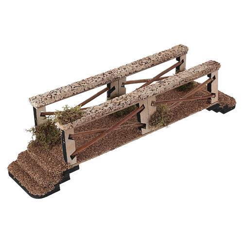 Duży mostek z drewna i korka, 12×47×10 cm, do szopki 10-12 cm 3