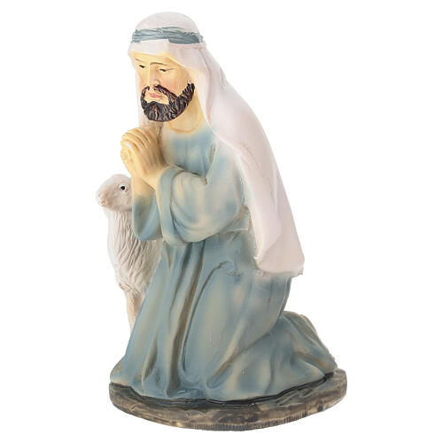 Kneeling shepherd with sheep for 10 cm Nativity Scene 3
