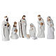 Nativité en résine, habits blancs, 8 pcs, crèche 14 cm s1
