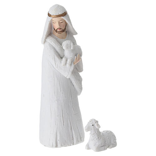 Nativity scene set in white resin, 8 pcs, 14 cm 4