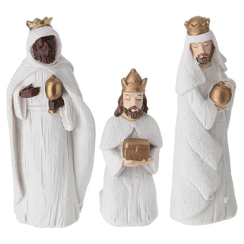 Nativity scene set in white resin, 8 pcs, 14 cm 5