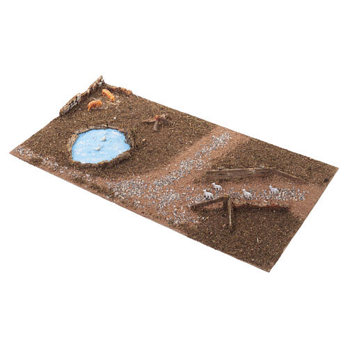Wooden base with lake, 5x75x40 cm, for 6 cm Nativity Scene 4