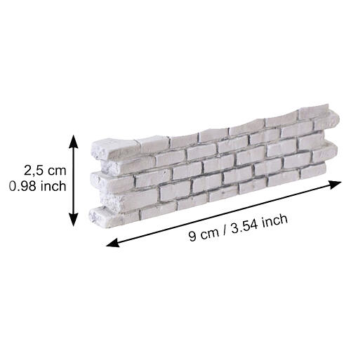 Low wall with raised white bricks, 3x10 cm, for 8 cm Nativity Scenes 2