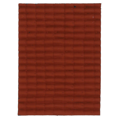 Roof panel with terracotta-colored shingles, 12x16 cm 1