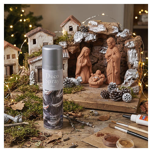 Srebrna farba w sprayu, 150 ml - do scenografii i akcesoriów szopkowych 2