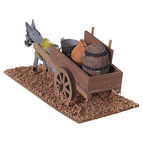 Asino con carretto vinaio 7,5x7,5x17,5 cm per presepe da 8 cm 5