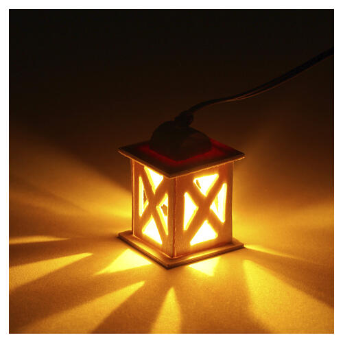 Linterna belén luz intermitente de madera 3x2x2 cm 2