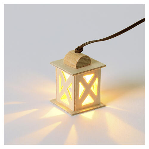 Linterna belén luz intermitente de madera 3x2x2 cm 3