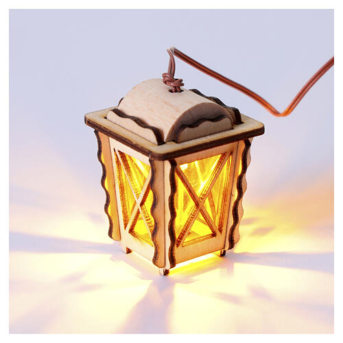 Linterna de madera belén luz parpadeante 3x1,5x1,5 cm 3