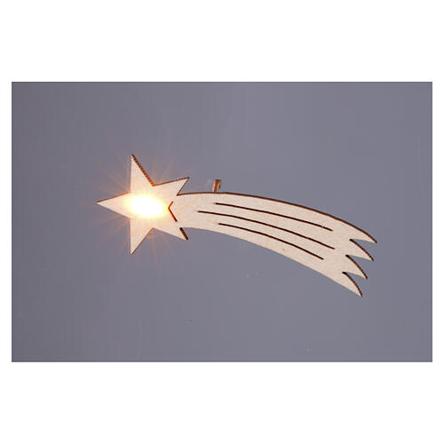 Comète en bois 2x7 cm LED blanc chaud intermittent 2