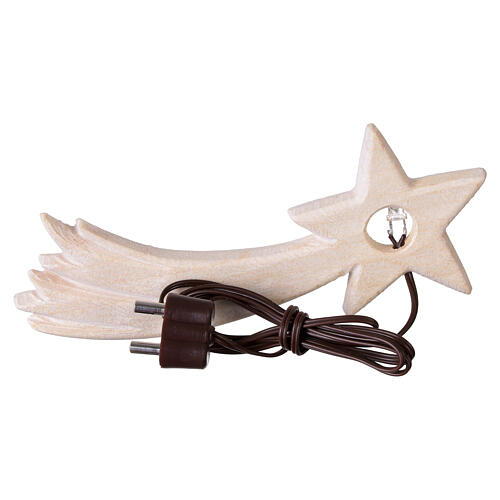 Comet star for Nativity Scene in wood, 4x9 cm, warm LED light 4