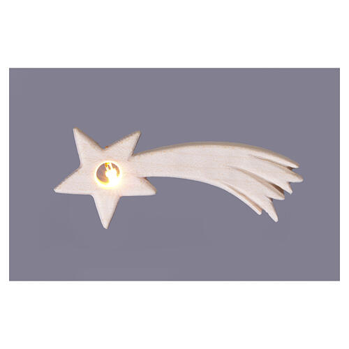 Cometa para presépio em madeira 4x9 cm luz LED quente 2