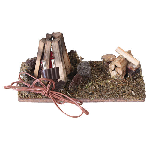 Campfire with flickering flame, 4x9x5 cm, for 6 cm Nativity Scene 3