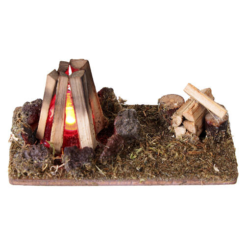 Feu de camp pour crèche effet flamme tremblotante 4x9x5 cm pour santons 6 cm 2