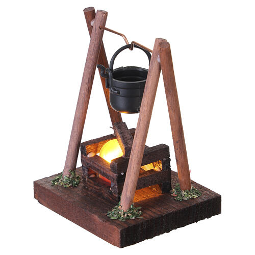 Décor 7x5x4 cm casserole sur feu pour crèche 8 cm 2
