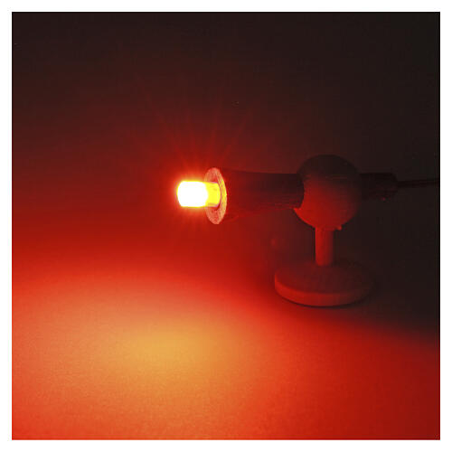 Torche en bois pour crèche lumière LED rouge h 3 cm 3,5 V 2