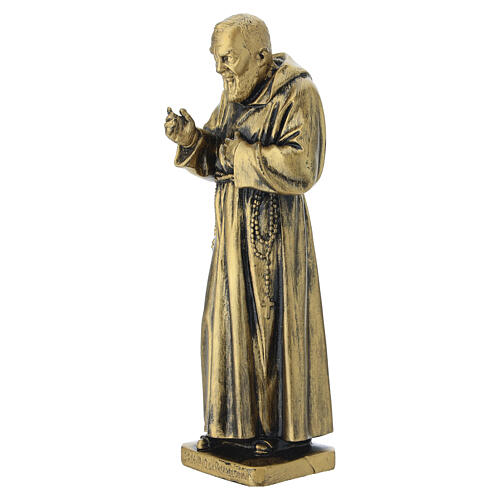 Statue Padre Pio mit Rosenkranz aus PVC, bronzefarben, 18 cm 2