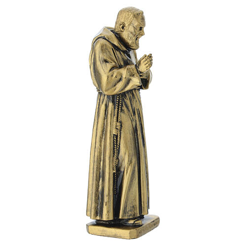 Estatua Padre Pío con rosario en PVC color bronce 18 cm 3