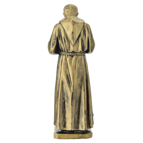 Statua Padre Pio con rosario in PVC color bronzo 18 cm 4