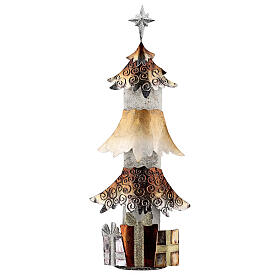 Árvore de Natal estilizada de metal com presentes, altura 62 cm