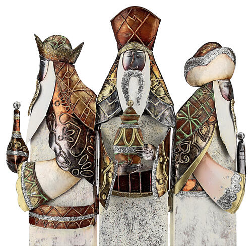 Tres Reyes Magos estilizados estatua metal h 57 cm 2