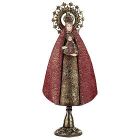 Vierge à l'Enfant rouge or statue métal h 57 cm