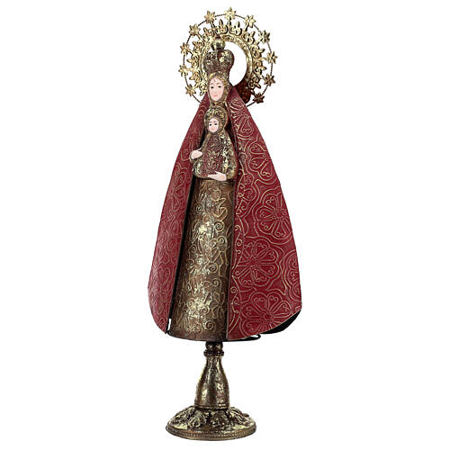 Nossa Senhora com o Menino Jesus metal vermelho e dourado, altura 57 cm 3
